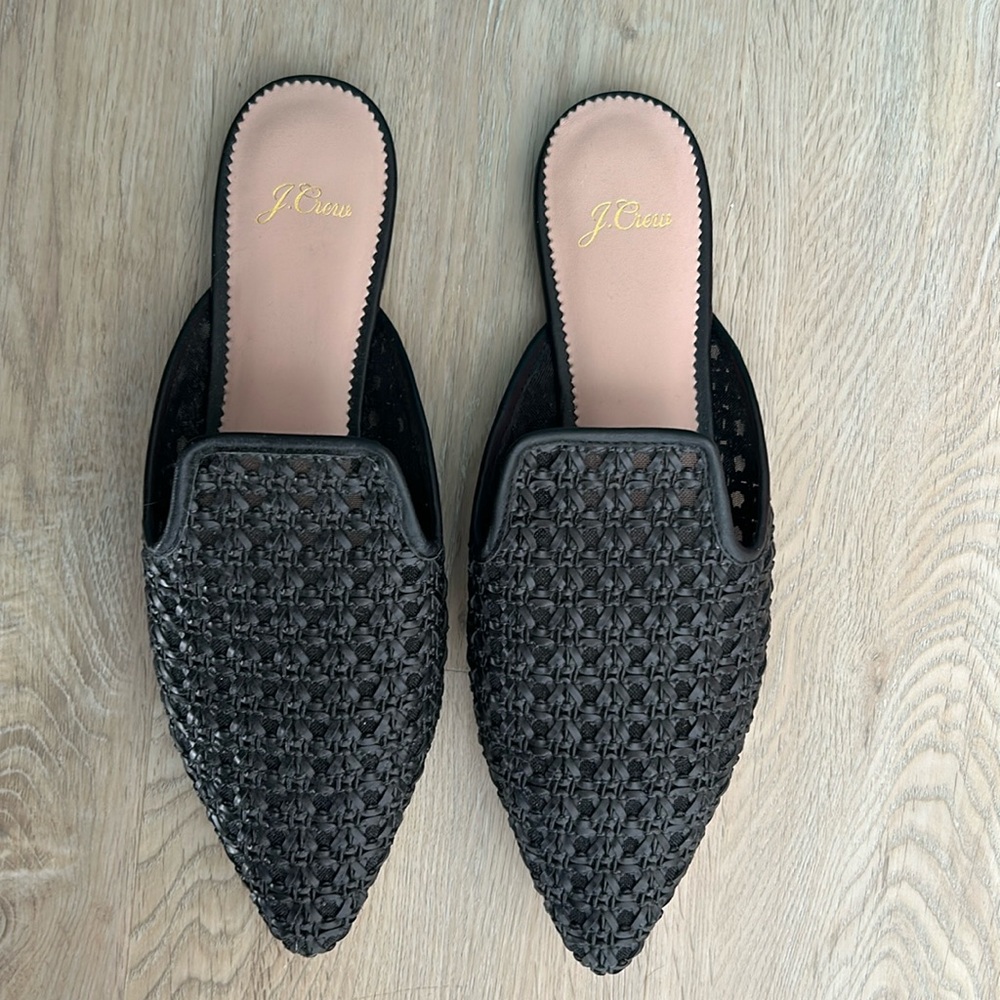 J. Crew “Like New” Black Woven Slides